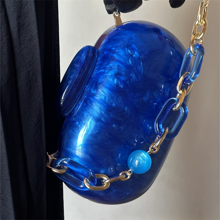 Luxury Bags Blue - Bolsa acrílica redonda para a noite,