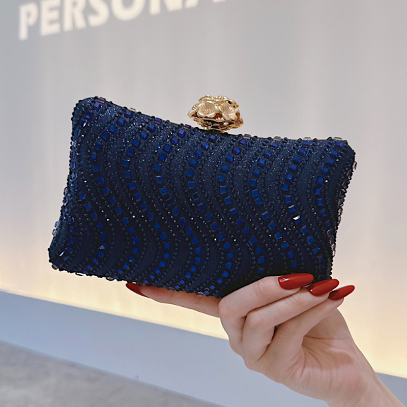 Luxury Bags Blue - Elegante bolsa de embreagem azul marinho