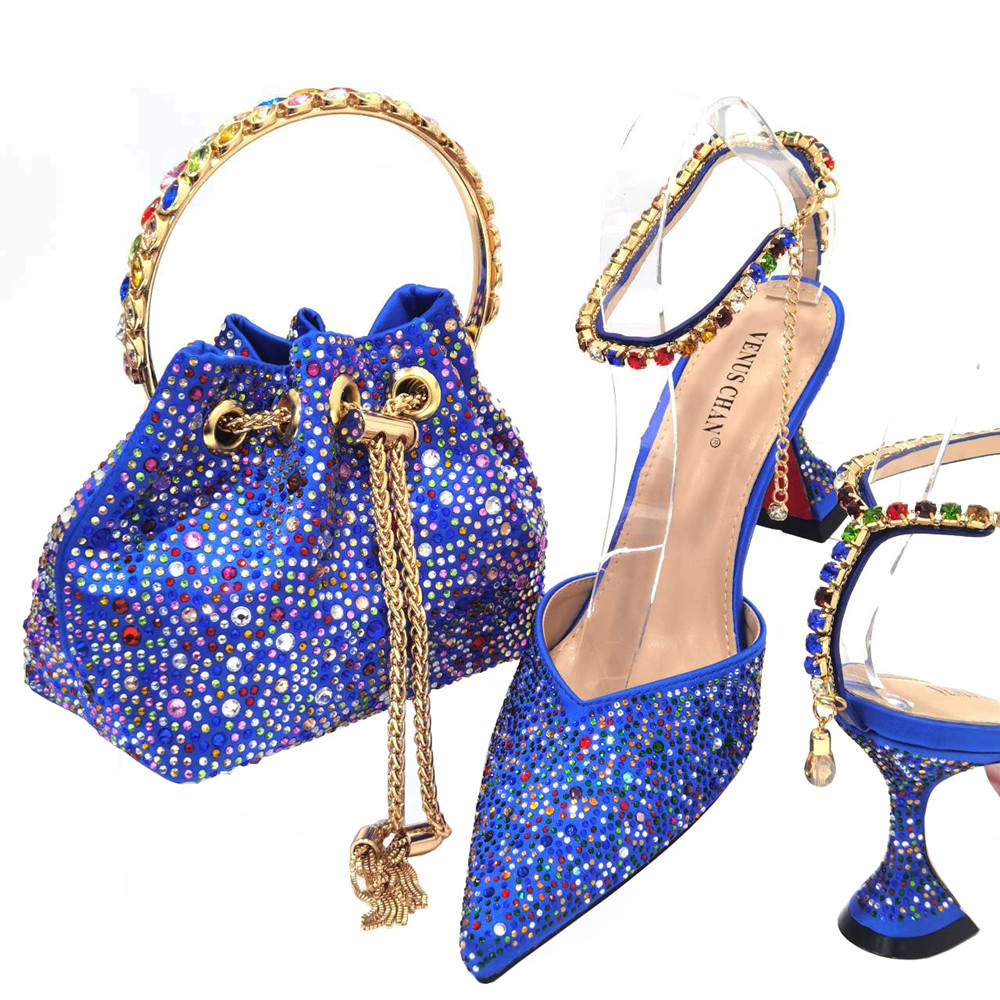 Luxury Bags Blue - Sapatos pontiagudos e conjunto de bolsa
